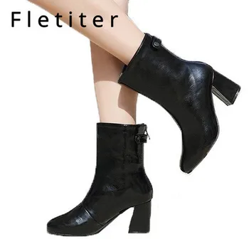 Size 42 Round Toe Leather Women Ankle Boots Thick Heels Mature Office Lady Dress Boots Flats Heel Solid Black Boot Female
Size 42 Round Toe Leather Women Ankle Boots Thick Heels Mature Office Lady Dress Boots Flats Heel Solid Black Boot Female