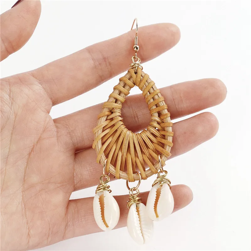 Trendy Handmade Shell Rattan Drop Earrings For Women Round Simple Bamboo Earrings Ocean Wind Jewelry Party Gift Pendientes
Trendy Handmade Shell Rattan Drop Earrings For Women Round Simple Bamboo Earrings Ocean Wind Jewelry Party Gift Pendientes