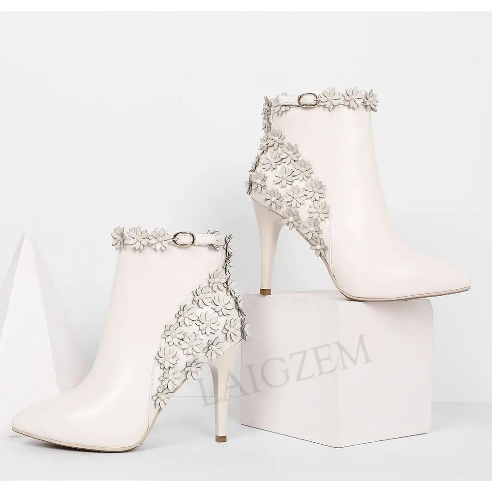 LAIGZEM Celebrity Women Ankle Booties Genuine LEATHER Stiletto Heels Zip Flowers Winter Boots Shoes Botines Mujer Size 34-39
LAIGZEM Celebrity Women Ankle Booties Genuine LEATHER Stiletto Heels Zip Flowers Winter Boots Shoes Botines Mujer Size 34-39