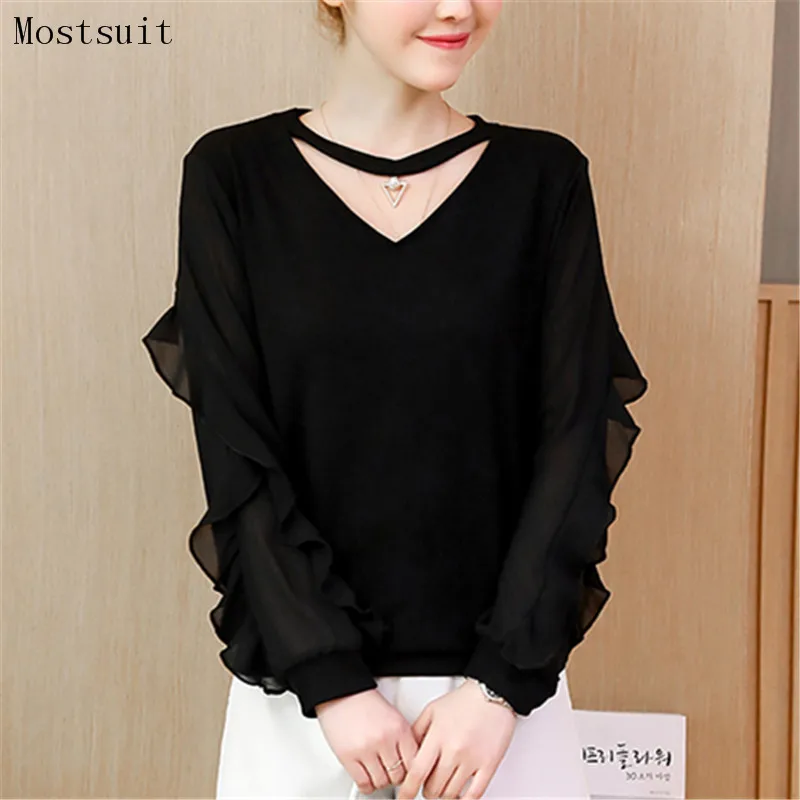L-5xl Black Blusas Mujer Women Autumn Ruffles V-neck Plus Size Blouses Tops Spring Korean Casual Elegant Blouse Femme Top Tunic
L-5xl Black Blusas Mujer Women Autumn Ruffles V-neck Plus Size Blouses Tops Spring Korean Casual Elegant Blouse Femme Top Tunic
