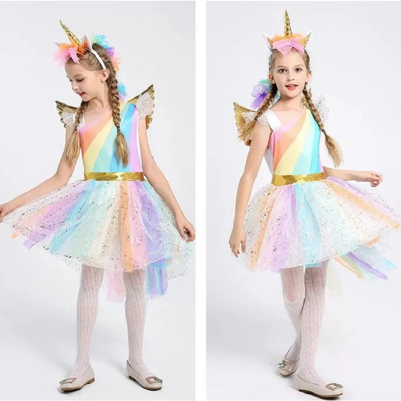 Girls Rainbow Unicorn Dress Cosplay Angel Prom Costume Kid Tutu Christmas Princess Lace Dresses Hair Hoop Wing Set For Kids Girl
Girls Rainbow Unicorn Dress Cosplay Angel Prom Costume Kid Tutu Christmas Princess Lace Dresses Hair Hoop Wing Set For Kids Girl