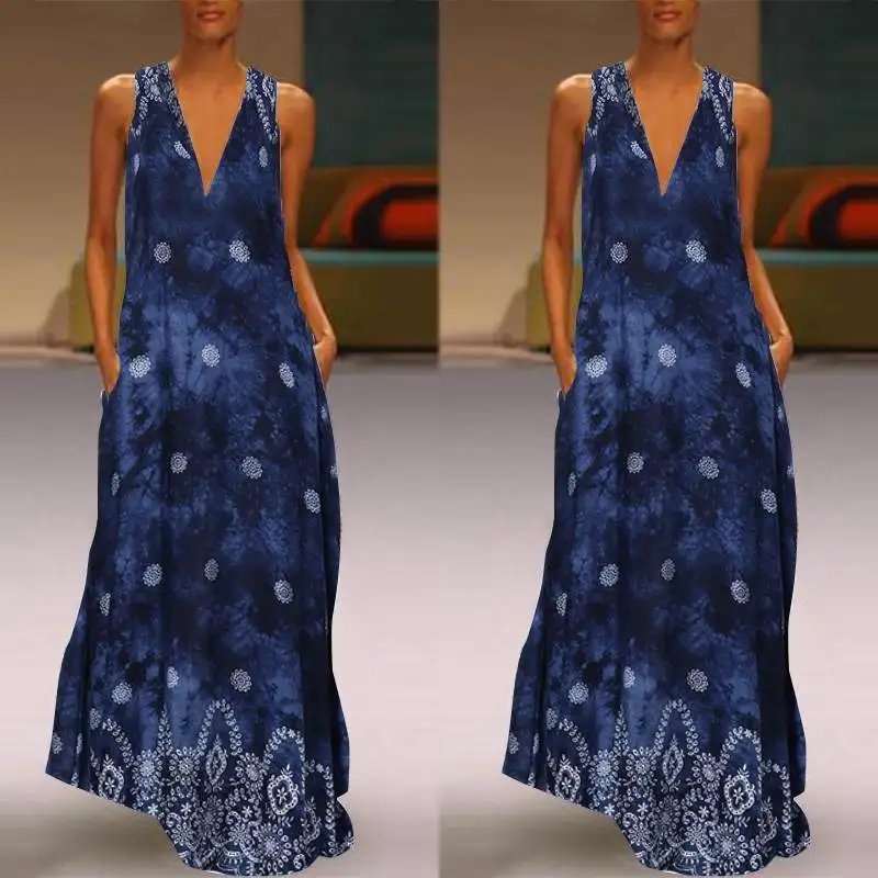 ZANZEA Women Summer V Neck Bohemian Maxi Long Dress Floral Printed Sleeveless Beach Sundress Robe Femme Vintage Party Vestido
ZANZEA Women Summer V Neck Bohemian Maxi Long Dress Floral Printed Sleeveless Beach Sundress Robe Femme Vintage Party Vestido