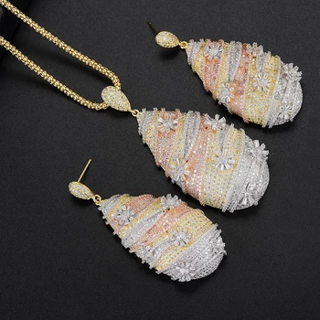 Fashion Teardrop Shape bridal jewelry sets Cubic Zirconia Pendant Necklace Dangle Earrings Jewelry Sets For Women Engagement
Fashion Teardrop Shape bridal jewelry sets Cubic Zirconia Pendant Necklace Dangle Earrings Jewelry Sets For Women Engagement