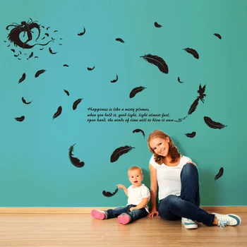 Creative black flying feather wall stickers for home decor living room background decoration wallpaper sticker adesivo de parede
Creative black flying feather wall stickers for home decor living room background decoration wallpaper sticker adesivo de parede