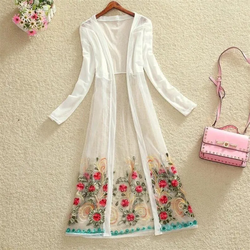 Sun protection clothing Women Thin coat Embroidered lace jacket Ladies Summer long Cardigan Holiday tops p1097
Sun protection clothing Women Thin coat Embroidered lace jacket Ladies Summer long Cardigan Holiday tops p1097