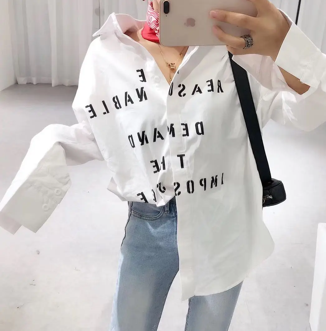 GETSRING Women Shirt Blouse 2018 Spring White Cotton Shirts Retro Letters Long Sleeved All-match Loose Blouses Vintage Women Top
GETSRING Women Shirt Blouse 2018 Spring White Cotton Shirts Retro Letters Long Sleeved All-match Loose Blouses Vintage Women Top