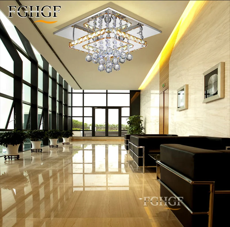 Modern Crystal LED Chandelier LED Diamond Sqaure Lamp Cristal lamparas de tech Flush Mounted Lighting for Living Room Bedroom (6)