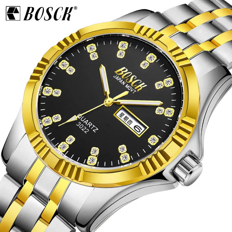 BOSCK New Hot Sale Gold-plated Watches Steel Strap Diamond Calendar Wristwatch Male Waterproof Quartz Watch Relogio Masculino
BOSCK New Hot Sale Gold-plated Watches Steel Strap Diamond Calendar Wristwatch Male Waterproof Quartz Watch Relogio Masculino