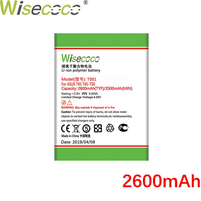 Wisecoco T001 2600mAh New Powerful High Quality Battery For ASUS T45 T45-T001 T45 T001 Phone Battery Replace + Tracking Number
Wisecoco T001 2600mAh New Powerful High Quality Battery For ASUS T45 T45-T001 T45 T001 Phone Battery Replace + Tracking Number