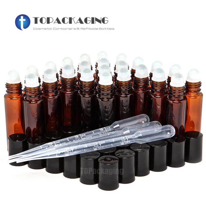 

24PCS x 10ML Roll On Bottle,Empty Glass bottles with GLASS Roller,Small Cosmetic Container For Essential Oil,Sample Perfume Tube