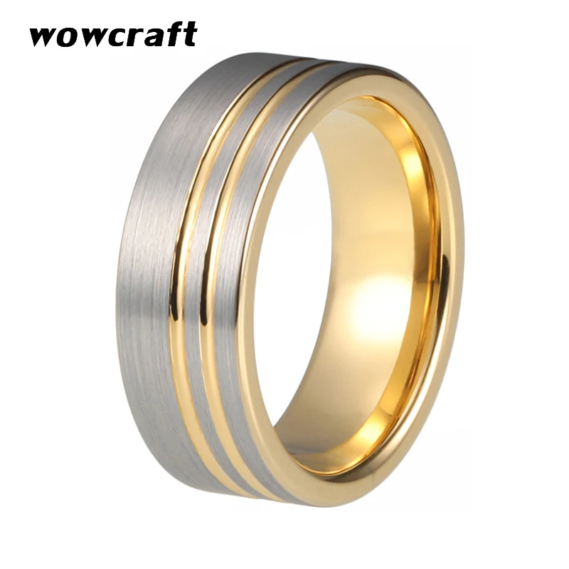 6mm 8mm Womens Mens Tungsten Carbide Wedding Band Rings Gold Flat Grooved Matte Brushed Finish Comfort Fit Personal Customize
6mm 8mm Womens Mens Tungsten Carbide Wedding Band Rings Gold Flat Grooved Matte Brushed Finish Comfort Fit Personal Customize