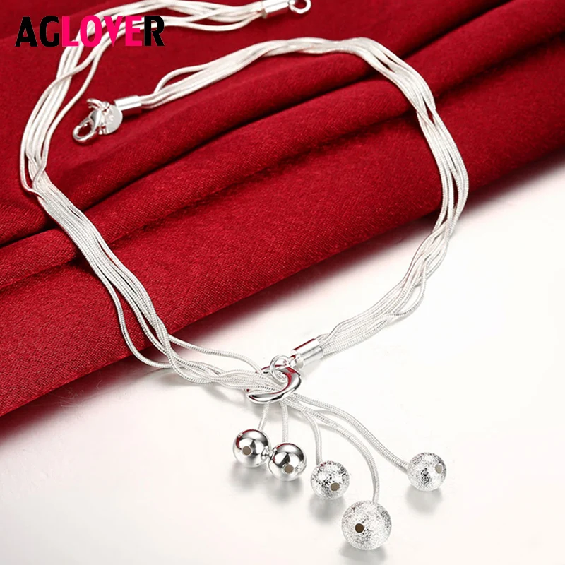 Frosted Beads Necklace Women Charm Sterling Silver 925 Jewelry 18 Inch Necklace Christmas Gifts
Frosted Beads Necklace Women Charm Sterling Silver 925 Jewelry 18 Inch Necklace Christmas Gifts