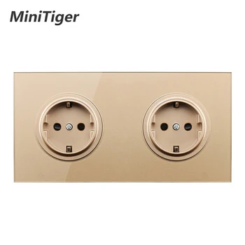 Minitiger Crystal Tempered Gold Glass Panel 16A Double EU Standard Wall Power Socket Outlet Grounded With Child Protective Lock
Minitiger Crystal Tempered Gold Glass Panel 16A Double EU Standard Wall Power Socket Outlet Grounded With Child Protective Lock