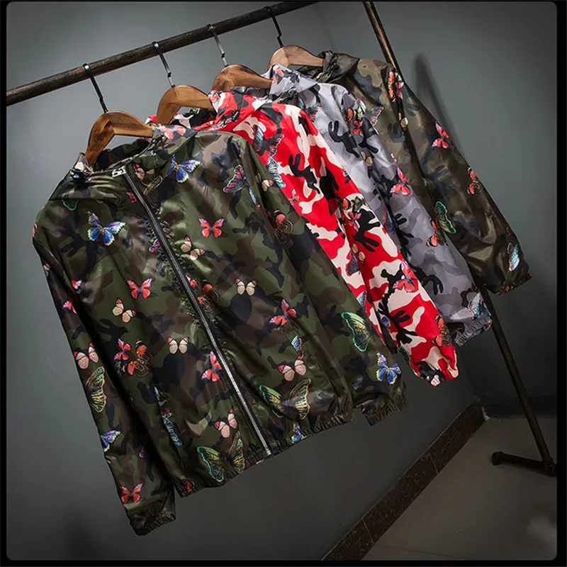 High Quality Womens Summer Camo Windbreaker Jacket Thin Female Camouflage Butterfly Windbreaker Coats Spring Hooded Windbreaker
High Quality Womens Summer Camo Windbreaker Jacket Thin Female Camouflage Butterfly Windbreaker Coats Spring Hooded Windbreaker