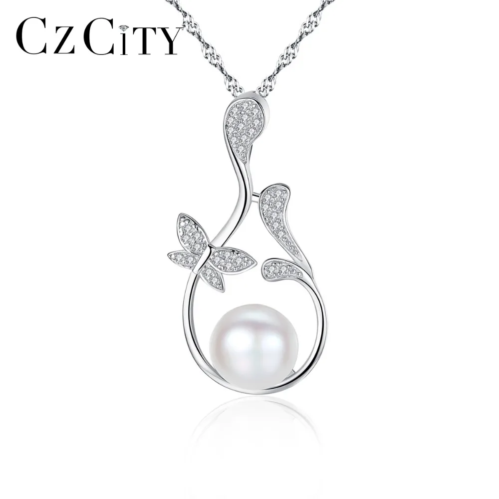 CZCITY Butterfly Flowers Pendant Chain Necklace Micro Paved Zircon Stone Natural Pearl Jewelry Necklace for Women Wedding Gift
CZCITY Butterfly Flowers Pendant Chain Necklace Micro Paved Zircon Stone Natural Pearl Jewelry Necklace for Women Wedding Gift