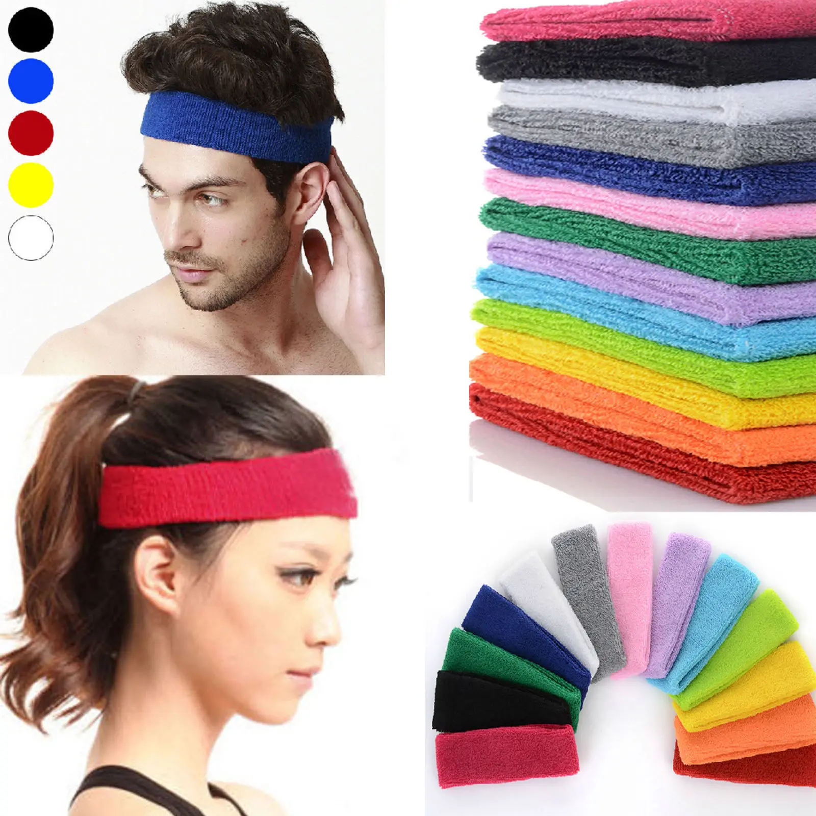Cotton Men Women Sport Sweat Sweatband Headband Yoga/Gym Stretch Hair Head Band Adjustable Bboy Caps Outdoor Sun
Cotton Men Women Sport Sweat Sweatband Headband Yoga/Gym Stretch Hair Head Band Adjustable Bboy Caps Outdoor Sun