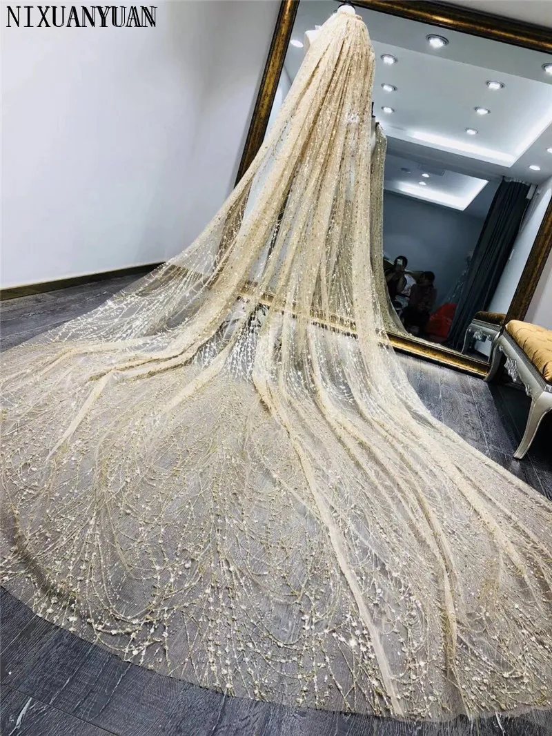 Champagne One Layer Long Bridal Veil with Comb Tulle Beaded Lace Edge Cathedral Wedding Veil with Crystal Wedding Accessories
Champagne One Layer Long Bridal Veil with Comb Tulle Beaded Lace Edge Cathedral Wedding Veil with Crystal Wedding Accessories