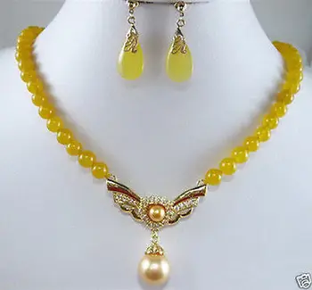 Nobility Lucky Women Real natural Yellow real Round stone gem Shell Pearl Crystal Pendant Necklace Earrings Set
Nobility Lucky Women Real natural Yellow real Round stone gem Shell Pearl Crystal Pendant Necklace Earrings Set