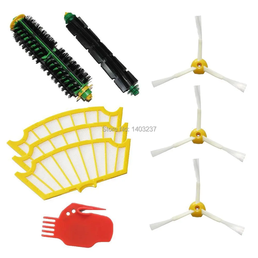 Bristle Brush Flexible Beater Brush Side Brush 3-Armed Filters Red Cleaning Tool Pack Kit for iRobot Roomba 500 Series 
Bristle Brush Flexible Beater Brush Side Brush 3-Armed Filters Red Cleaning Tool Pack Kit for iRobot Roomba 500 Series