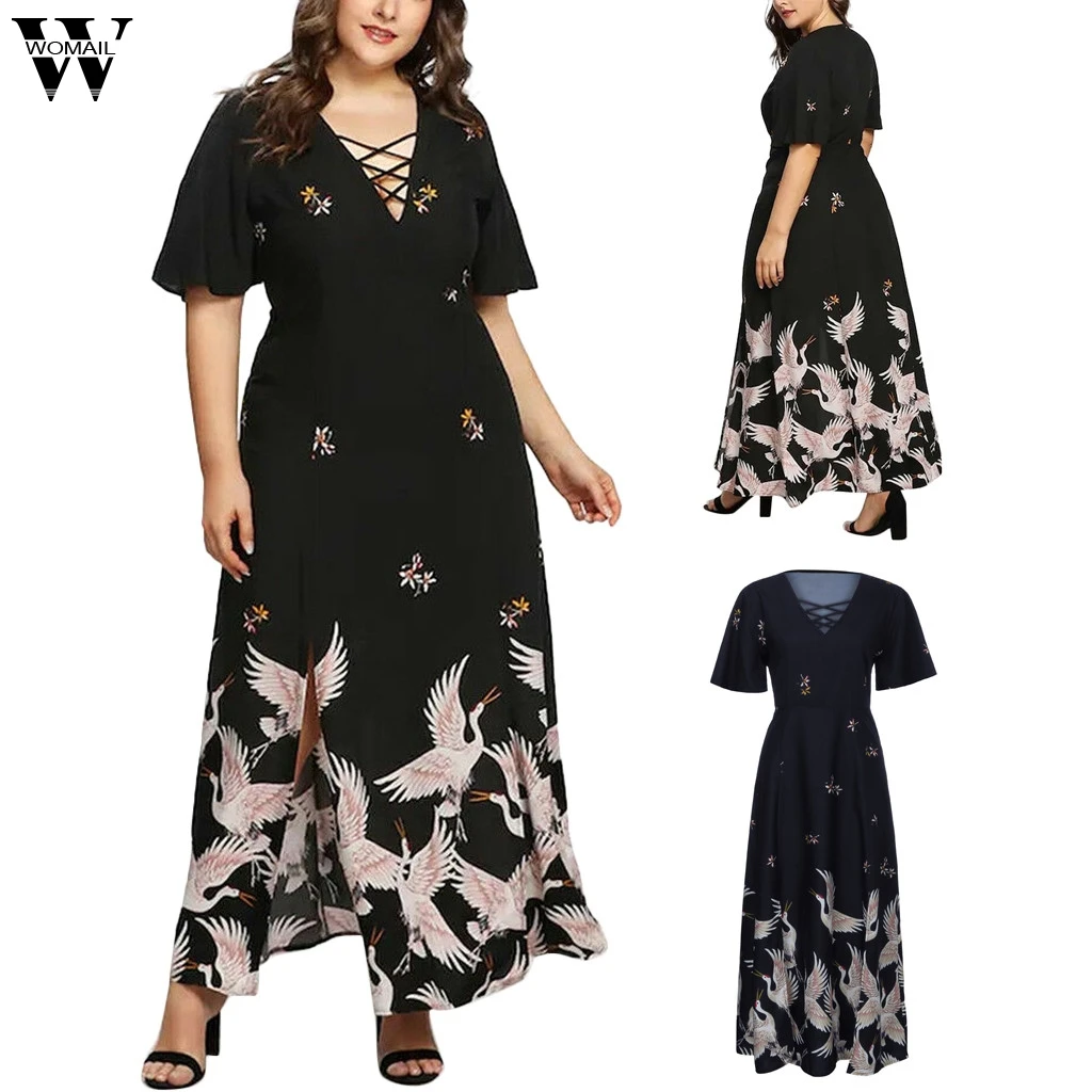 Womail dress Women fashion Sexy V-neck Short Sleeve Floral Print Party Dress Plus Size 5XL Cocktail Swing Dress 2019 M521
Womail dress Women fashion Sexy V-neck Short Sleeve Floral Print Party Dress Plus Size 5XL Cocktail Swing Dress 2019 M521