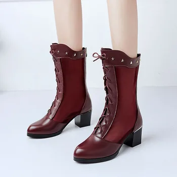 Sexy and Fashion Women's Boots Comfortable and Breathable Genuine Leather+Mesh Large Size Thick Heel Anti-skid Cool Boots Female
Sexy and Fashion Women's Boots Comfortable and Breathable Genuine Leather+Mesh Large Size Thick Heel Anti-skid Cool Boots Female