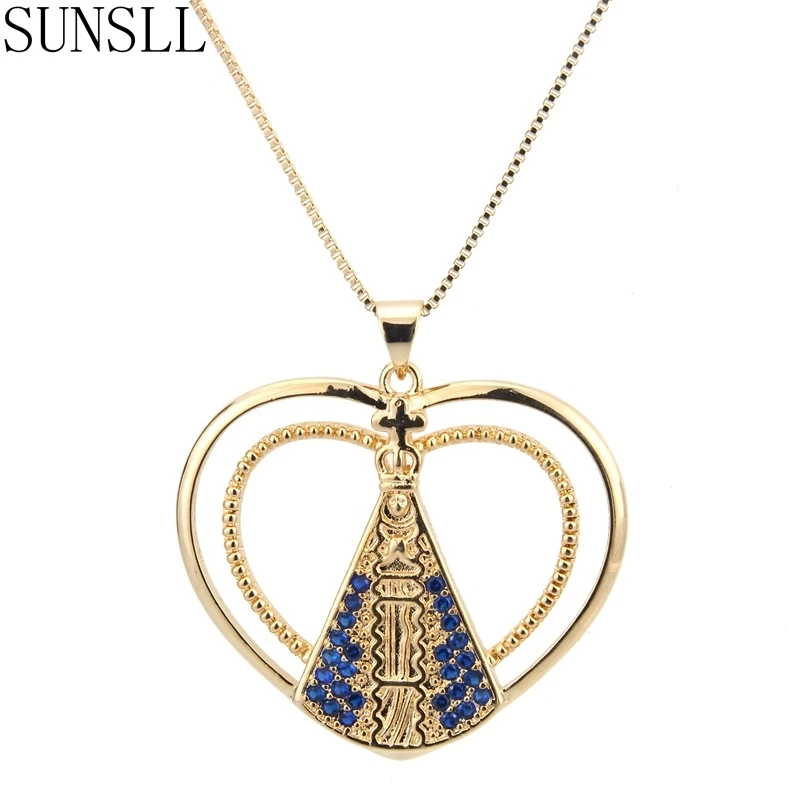 SUNSLL Hot Selling Handmade Gold Heart Shape Blue Cubic Zirconia Delicate Wedding Pendant Necklace Jewelry for Women Gift Party
SUNSLL Hot Selling Handmade Gold Heart Shape Blue Cubic Zirconia Delicate Wedding Pendant Necklace Jewelry for Women Gift Party