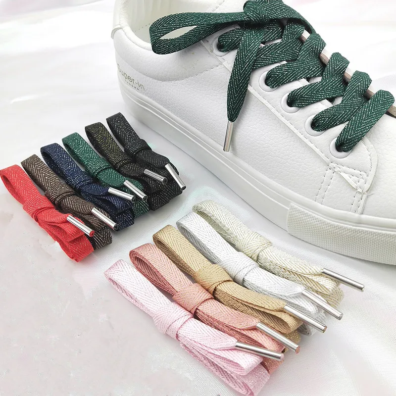 

Herringbone Pattern Polyester Cotton Solid Color Shining Shoelaces Women Men Colorful Leather Sports Casual Shoes Laces Dropship