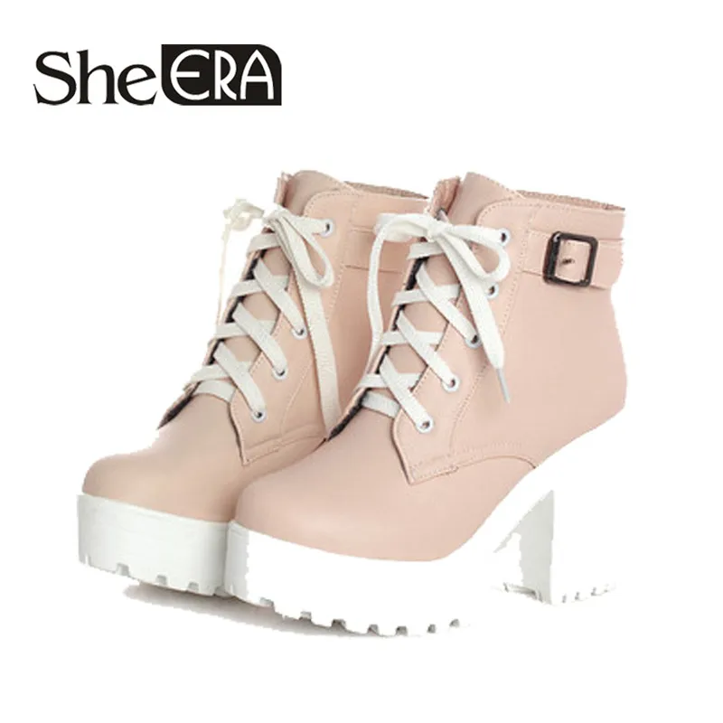2018 New Fashion sexy women's ankle boots lace up high heels Punk platform Women autumn winter snow boots ladies shoes She E
2018 New Fashion sexy women's ankle boots lace up high heels Punk platform Women autumn winter snow boots ladies shoes She E