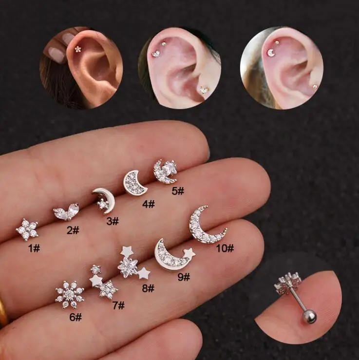 Imixlot Cz Moon Star Flower Tiny Cartilage Earring Small Cartilage Stud Ear Helix Piercing Jewelry Tragus Conch Earring Stud
Imixlot Cz Moon Star Flower Tiny Cartilage Earring Small Cartilage Stud Ear Helix Piercing Jewelry Tragus Conch Earring Stud