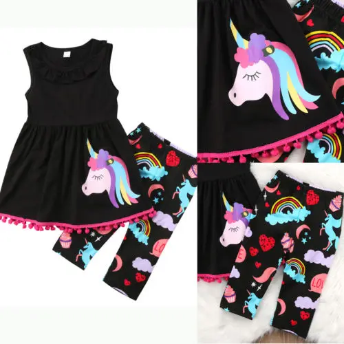 2pcs Unicorn Kids Baby Girls clothes set tassel sleeveless Tops Dress+pattern Pants outfit clothes set
2pcs Unicorn Kids Baby Girls clothes set tassel sleeveless Tops Dress+pattern Pants outfit clothes set