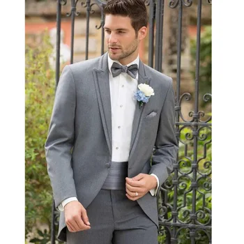 Men Tuxedo Jacket Custom Made Grey Men Slim Fits Suit three-piece Grooms Suits Wedding Suits jacket+Pants+Vest
Men Tuxedo Jacket Custom Made Grey Men Slim Fits Suit three-piece Grooms Suits Wedding Suits jacket+Pants+Vest