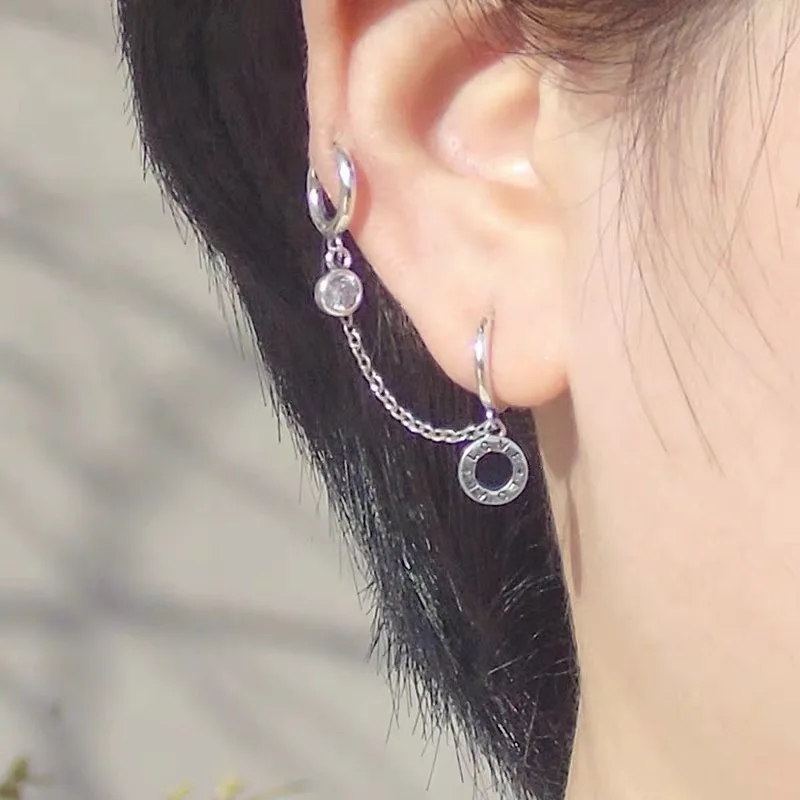 925 sterling silver earring personality double ear ring chain Double pierced hole ear bone temperament trend female ear jewelry
925 sterling silver earring personality double ear ring chain Double pierced hole ear bone temperament trend female ear jewelry