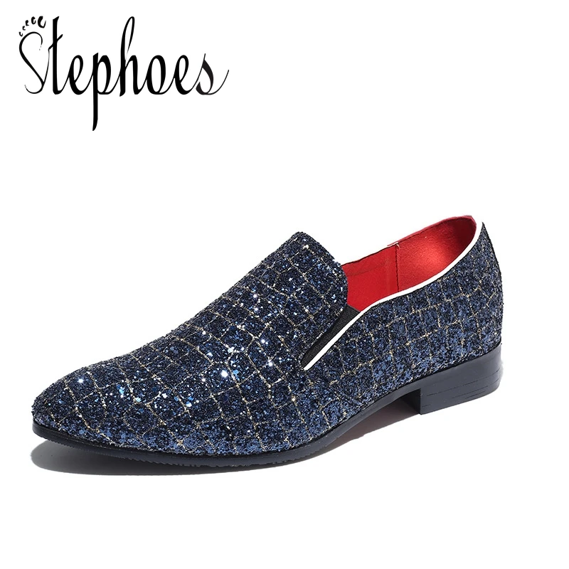 Stephoes Luxury Brand Bling Men Shining Sequins Fashion Loafers Male Slip on Pointed Toe Leather Dress Shoes Plus Size Sneakers
Stephoes Luxury Brand Bling Men Shining Sequins Fashion Loafers Male Slip on Pointed Toe Leather Dress Shoes Plus Size Sneakers