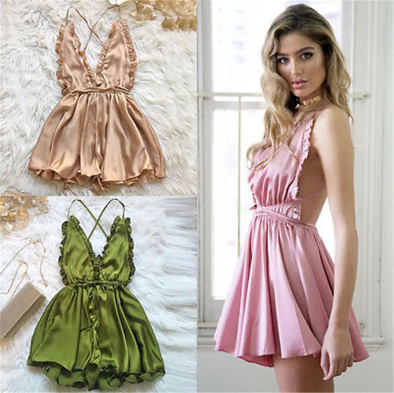 3 color Fashion Women Sexy Sleepwear Style Deep V Neck Jumpsuit Rompers Clubwear Playsuit Trousers
3 color Fashion Women Sexy Sleepwear Style Deep V Neck Jumpsuit Rompers Clubwear Playsuit Trousers