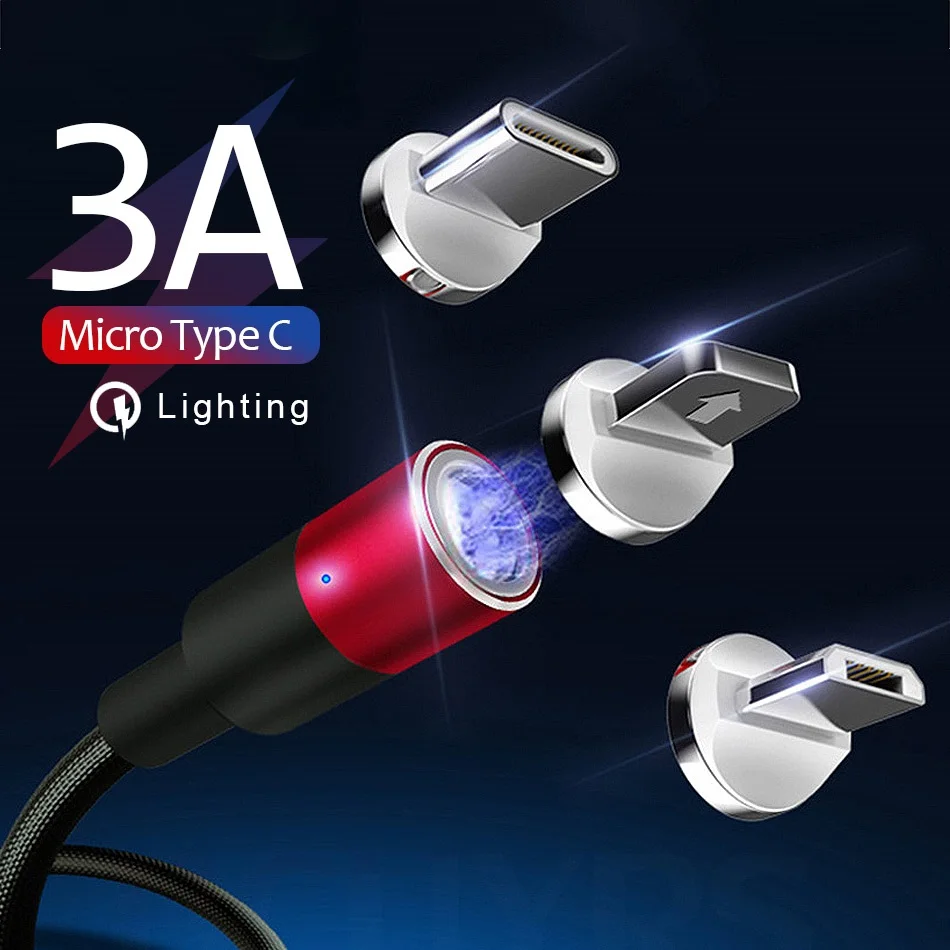 3A Magnetic Cable Charger Micro USB Type C Lighting Cable Fast Charging Charge Cord For iPhone X 8 Samsung Android Phone Cable
3A Magnetic Cable Charger Micro USB Type C Lighting Cable Fast Charging Charge Cord For iPhone X 8 Samsung Android Phone Cable