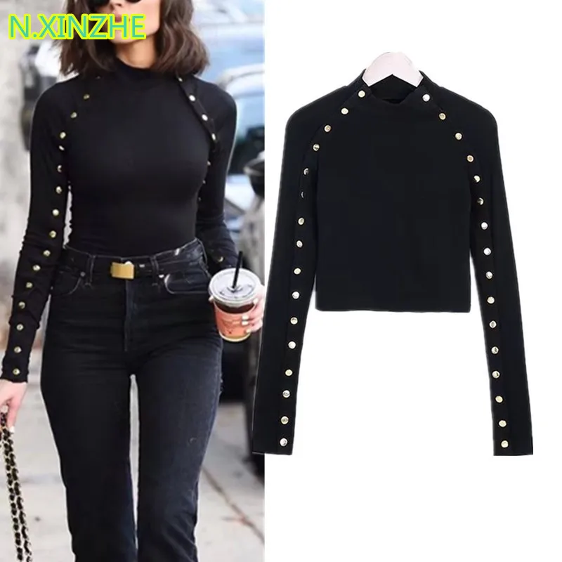 2019 women clothing long sleeve stand collar button solid short T-Shirt crop Top Female sexy fashion slim pure cotton Tees C3197
2019 women clothing long sleeve stand collar button solid short T-Shirt crop Top Female sexy fashion slim pure cotton Tees C3197