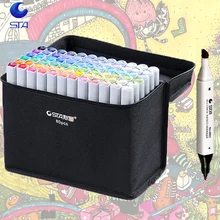 STA markery pióra nowe promocje naczyń włosowatych uchwyty do rysowania 80 kolory artysta projekt markery do rysowania dwugłowy znak długopisy(China)