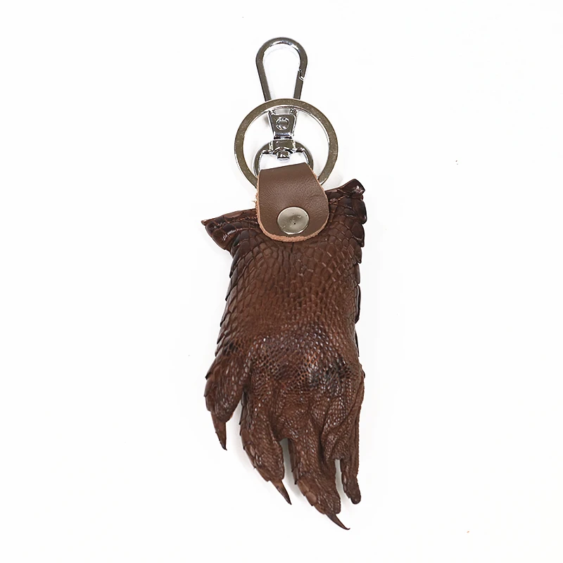 Classic Leather Keychain, Dark Brown (Croc Print)