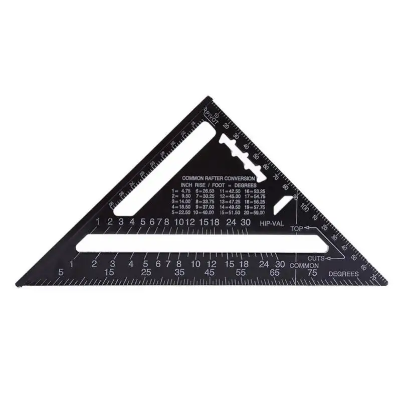 Angle Ruler 7/12 inch Metric Aluminum Alloy Triangular Measuring Ruler Woodwork Speed Square Triangle Angle Protractor Trammel
Angle Ruler 7/12 inch Metric Aluminum Alloy Triangular Measuring Ruler Woodwork Speed Square Triangle Angle Protractor Trammel