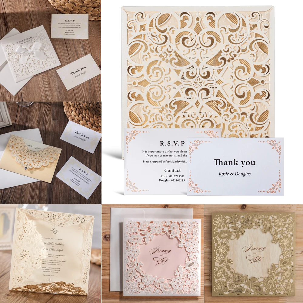 1pcs Laser Cut Wedding Invitation Cards with Envelopes RSVP and Thank You Cards for Bridal Shower Engagement Birthday invites
1pcs Laser Cut Wedding Invitation Cards with Envelopes RSVP and Thank You Cards for Bridal Shower Engagement Birthday invites