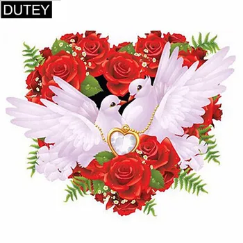 

Full Square/Round Drill 5D DIY Diamond Painting "Flower Dove Heart Shaped" Embroidery Cross Stitch Mosaic Home Decor Gift JCC