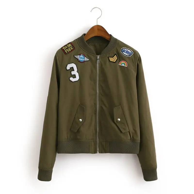 women bomber jacket green basic coats 2017 female coat flight suit casual women coat embroidered patch Brand women jacket coat
women bomber jacket green basic coats 2017 female coat flight suit casual women coat embroidered patch Brand women jacket coat