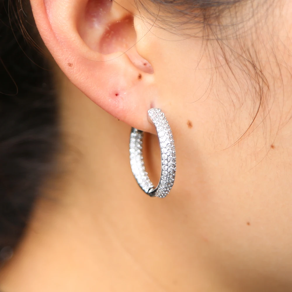 Round Hoop Earrings full cz Silver 25mm sparkling top quality new Trendy Circle Earrings drop shipping simple women girls earr
Round Hoop Earrings full cz Silver 25mm sparkling top quality new Trendy Circle Earrings drop shipping simple women girls earr