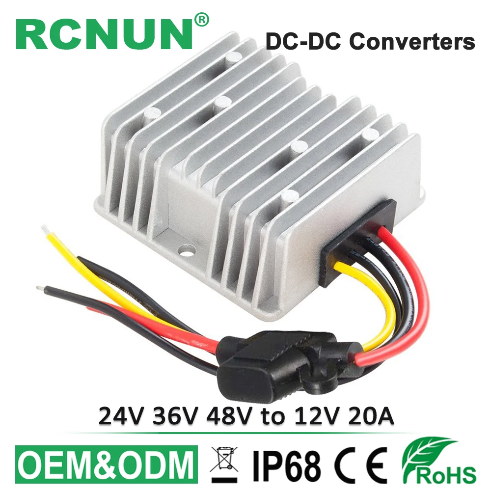 RCNUN New 24V 36V 48V to 12V 20A Step Down DC DC Converter Stabilizer 240W Golf Cart Cars Voltage Reducer with Fuse CE RoHS
RCNUN New 24V 36V 48V to 12V 20A Step Down DC DC Converter Stabilizer 240W Golf Cart Cars Voltage Reducer with Fuse CE RoHS