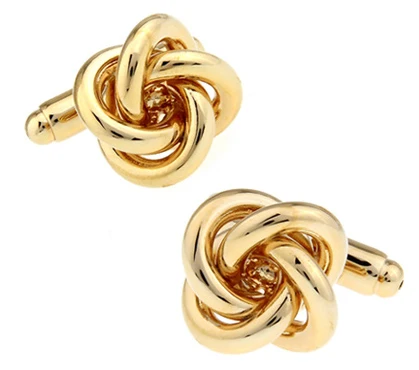 

Factory Price Retail Men Cuff links Fashion Copper Material Golden Round Spiral Twisted Knot Design CuffLinks Free Shipping