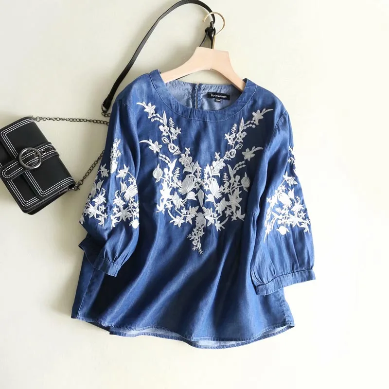 CS268 New Fashion Women O Neck Floral Embroidery Loose Soft Denim Blouse Casual Pullovers Shirts Tops
CS268 New Fashion Women O Neck Floral Embroidery Loose Soft Denim Blouse Casual Pullovers Shirts Tops