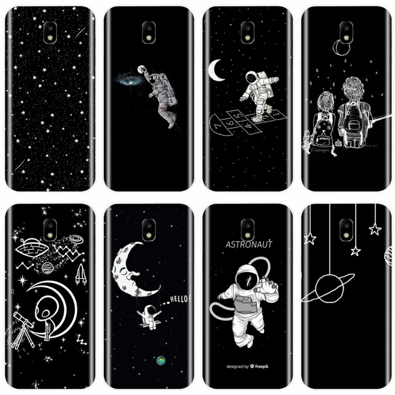 Space Moon Astronaut Cover Soft Silicone Phone Case For Samsung Galaxy J3 J4 J6 J8 2018 J5 J7 2017 2016 J3PRO PLUS | Мобильные