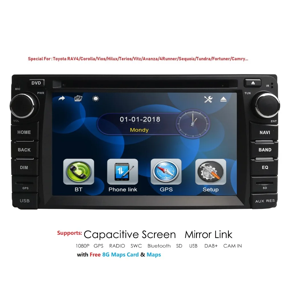 2 DIN автомобильный DVD GPS плеер для Toyota Hilux Camry Corolla Prado RAV4 Радио стерео в тире Руль