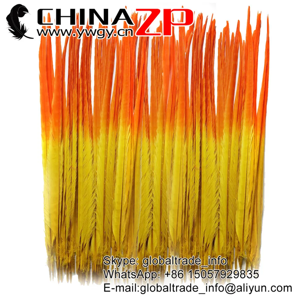 CHINAZP Factory 50pcs/lot 20-22inch (50-55cm) Length New Arrival Dyed Yellow with Orange Ringneck Pheasant Tail Feathers
CHINAZP Factory 50pcs/lot 20-22inch (50-55cm) Length New Arrival Dyed Yellow with Orange Ringneck Pheasant Tail Feathers