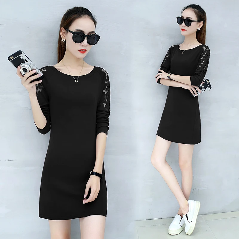 Dress long-sleeved female spring autumn Korean new hollow Slim Fashion wild was thin package hip bottom short dress women tide 
Dress long-sleeved female spring autumn Korean new hollow Slim Fashion wild was thin package hip bottom short dress women tide